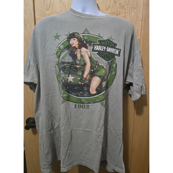 Vintage Harley-Davidson 1903 Pin-Up T-Shirt Gray Biker Tee Auckland New Zealand - Picture 3 of 10